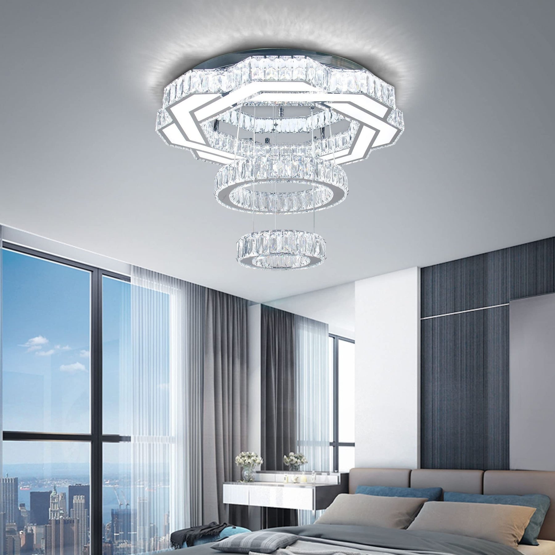 LED Crystal Saturn Ring Light Fixtures