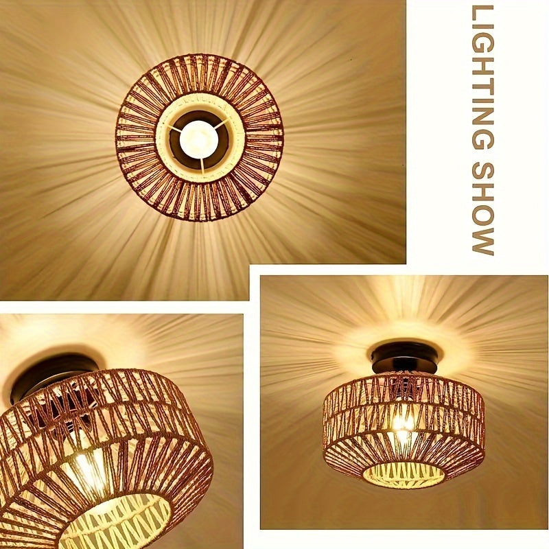 Rattan Light Fixture Dining Room