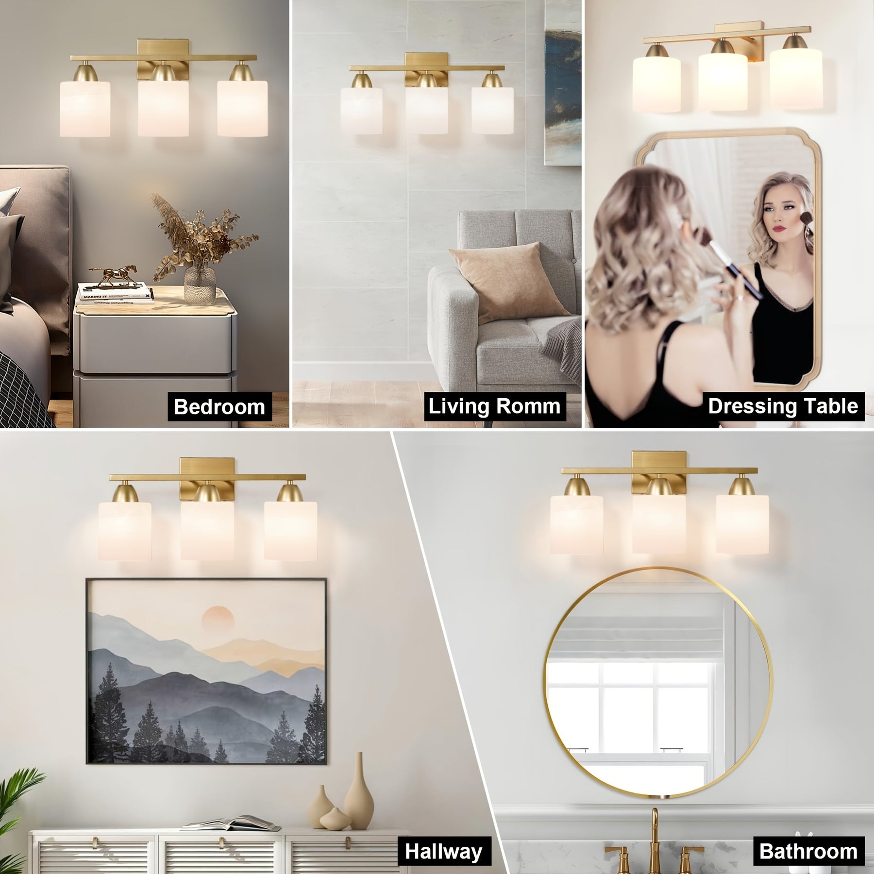 3-Light Bathroom Wall Sconce