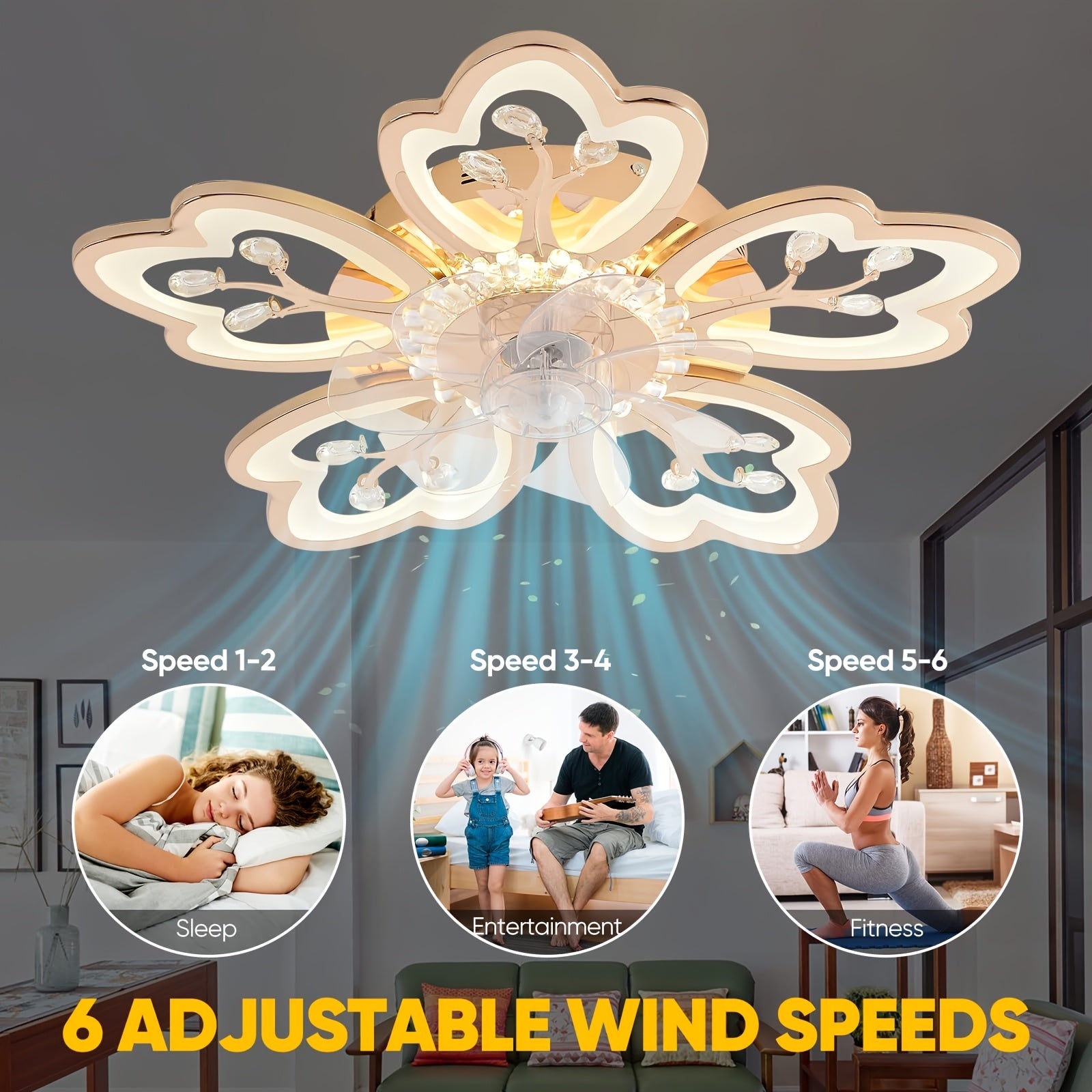 Flower Shaped Ceiling Fan with lights