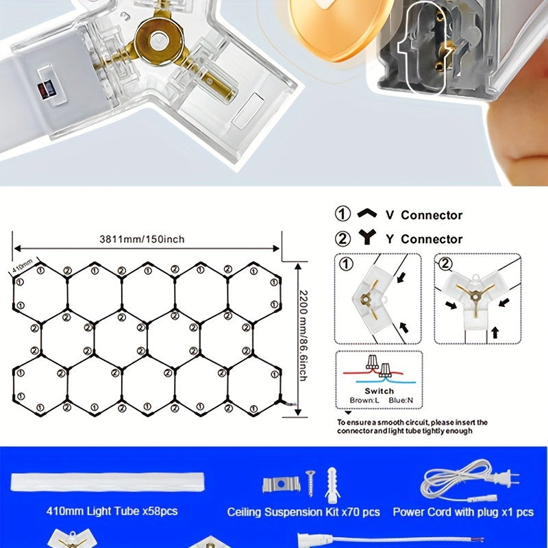Hexagon LED light fixtures