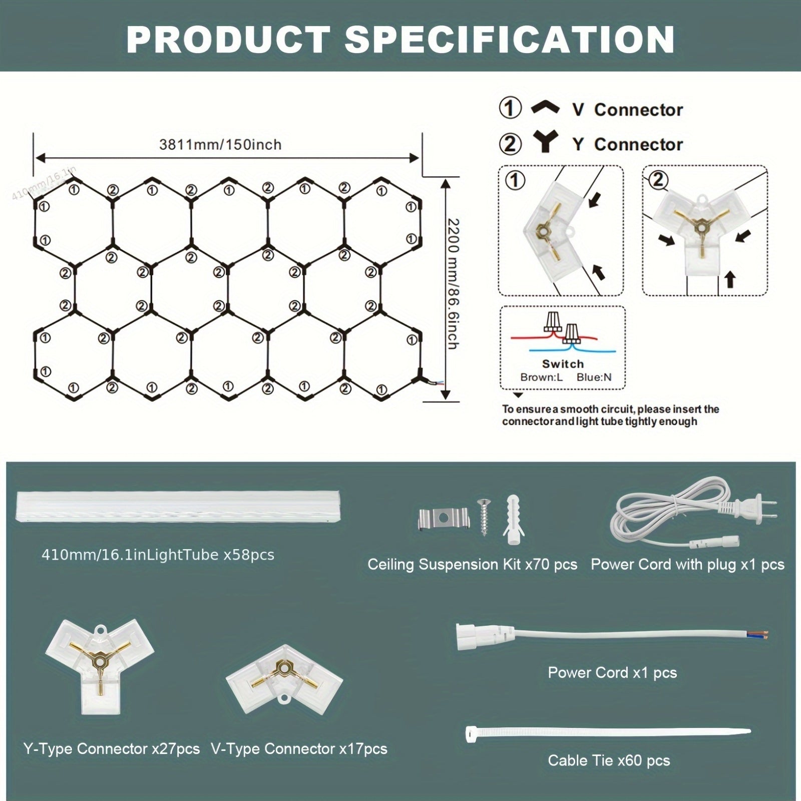 Hexagon LED light fixtures