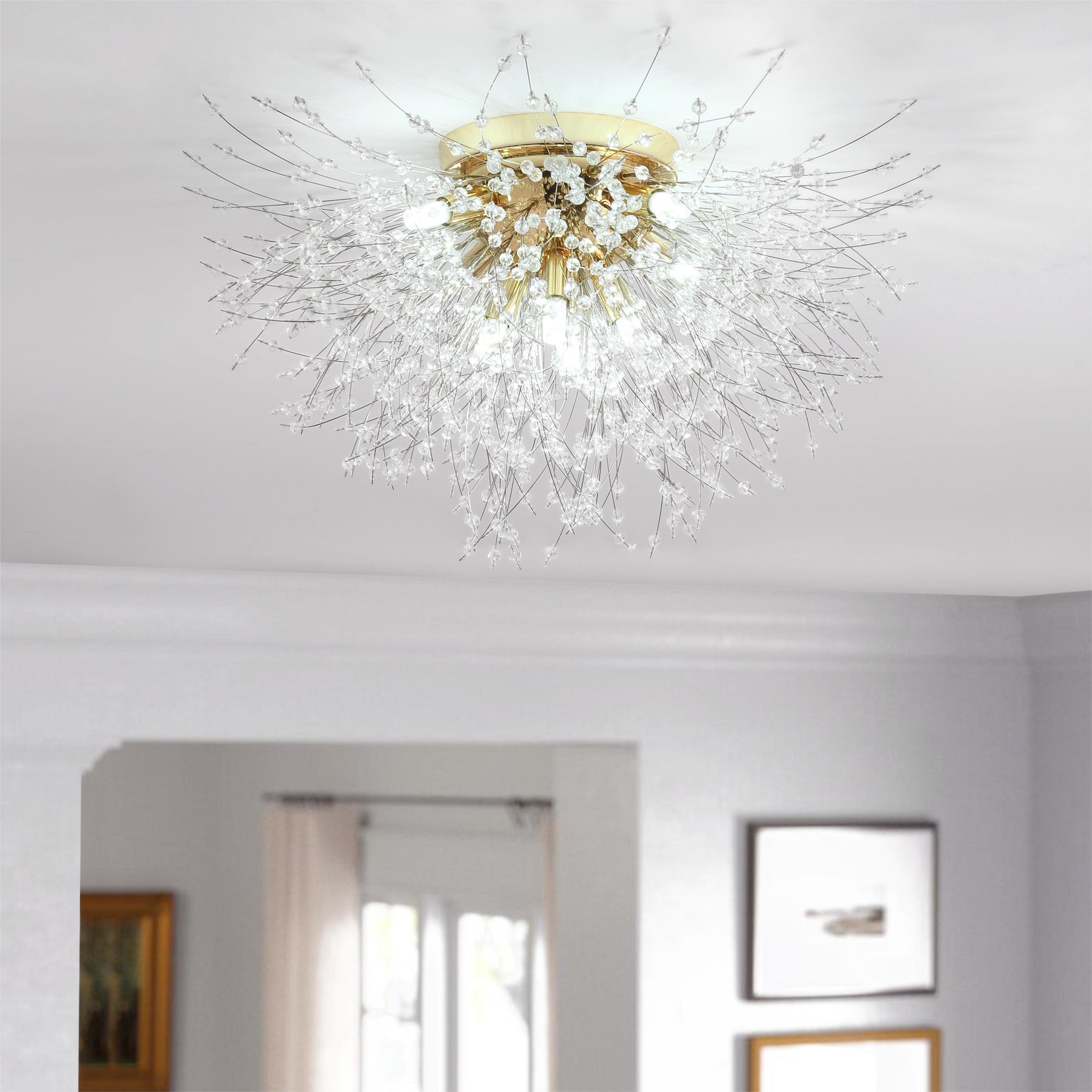 Crystal Dandelion Ceiling Mount Chandelier