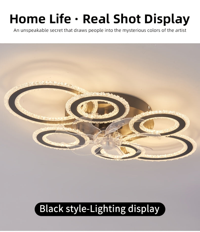 Crystal Rings Ceiling Fan Light Fixtures
