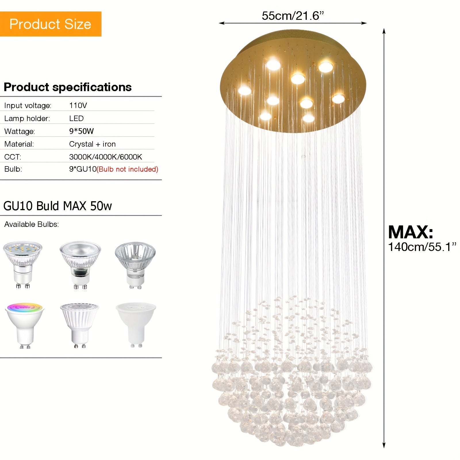 Rain Drop Crystal Pendant Chandelier