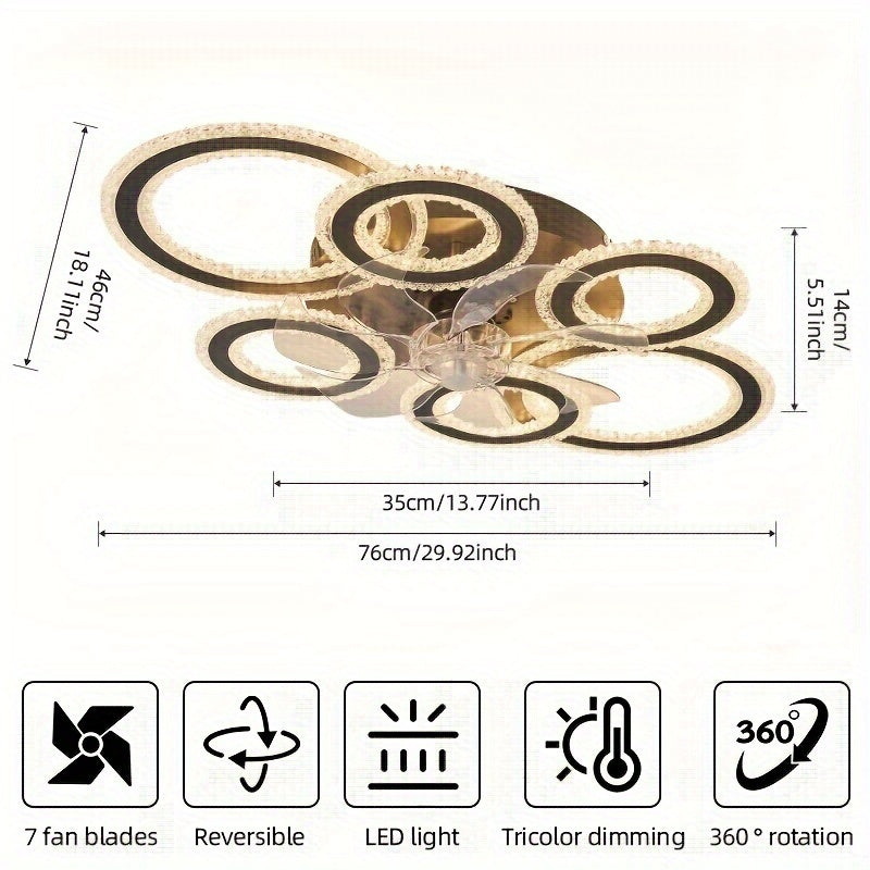 Crystal Rings Ceiling Fan Light Fixtures