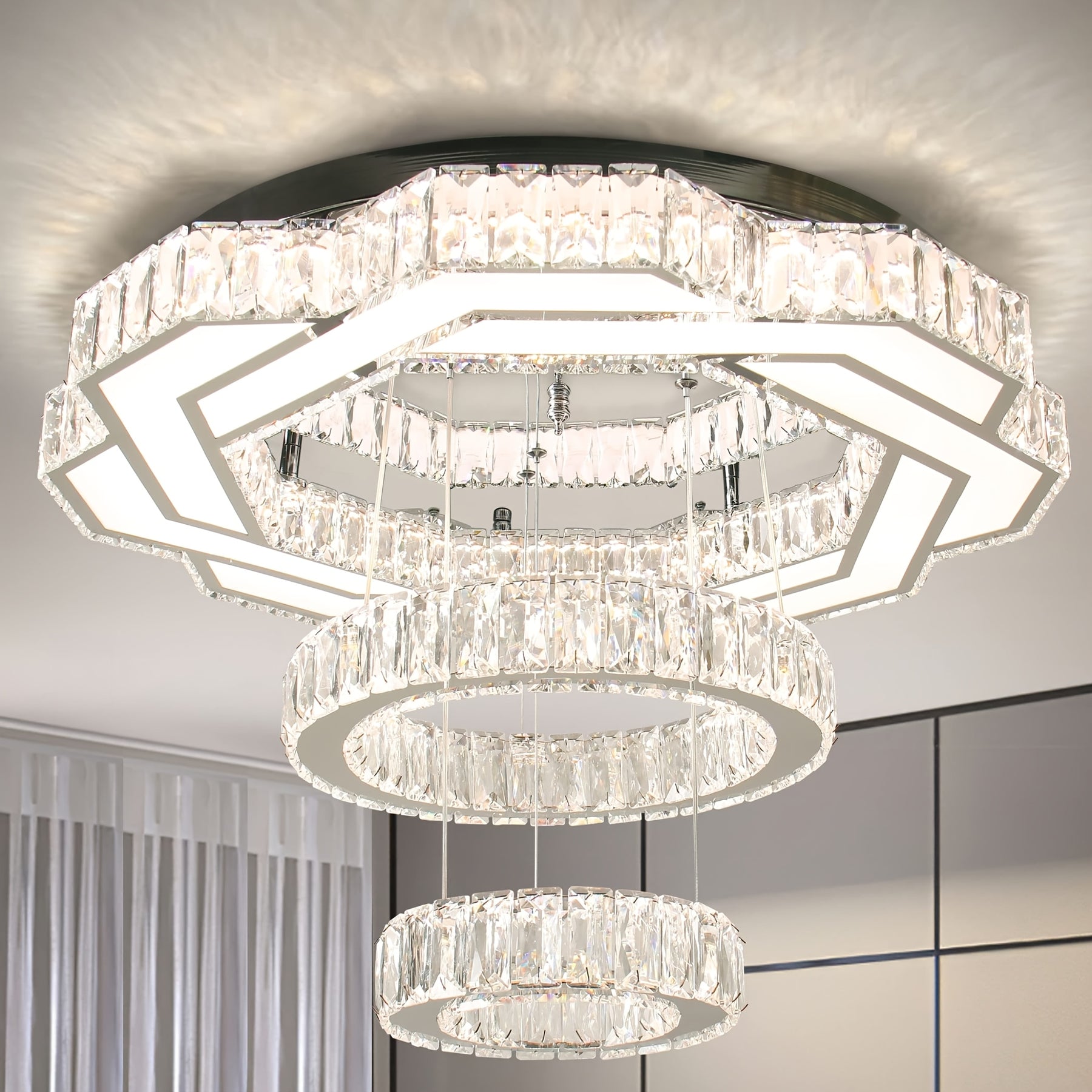 LED Crystal Saturn Ring Light Fixtures