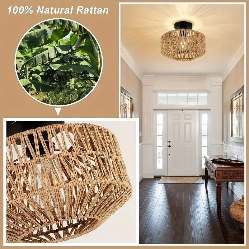 Rattan Light Fixture Dining Room