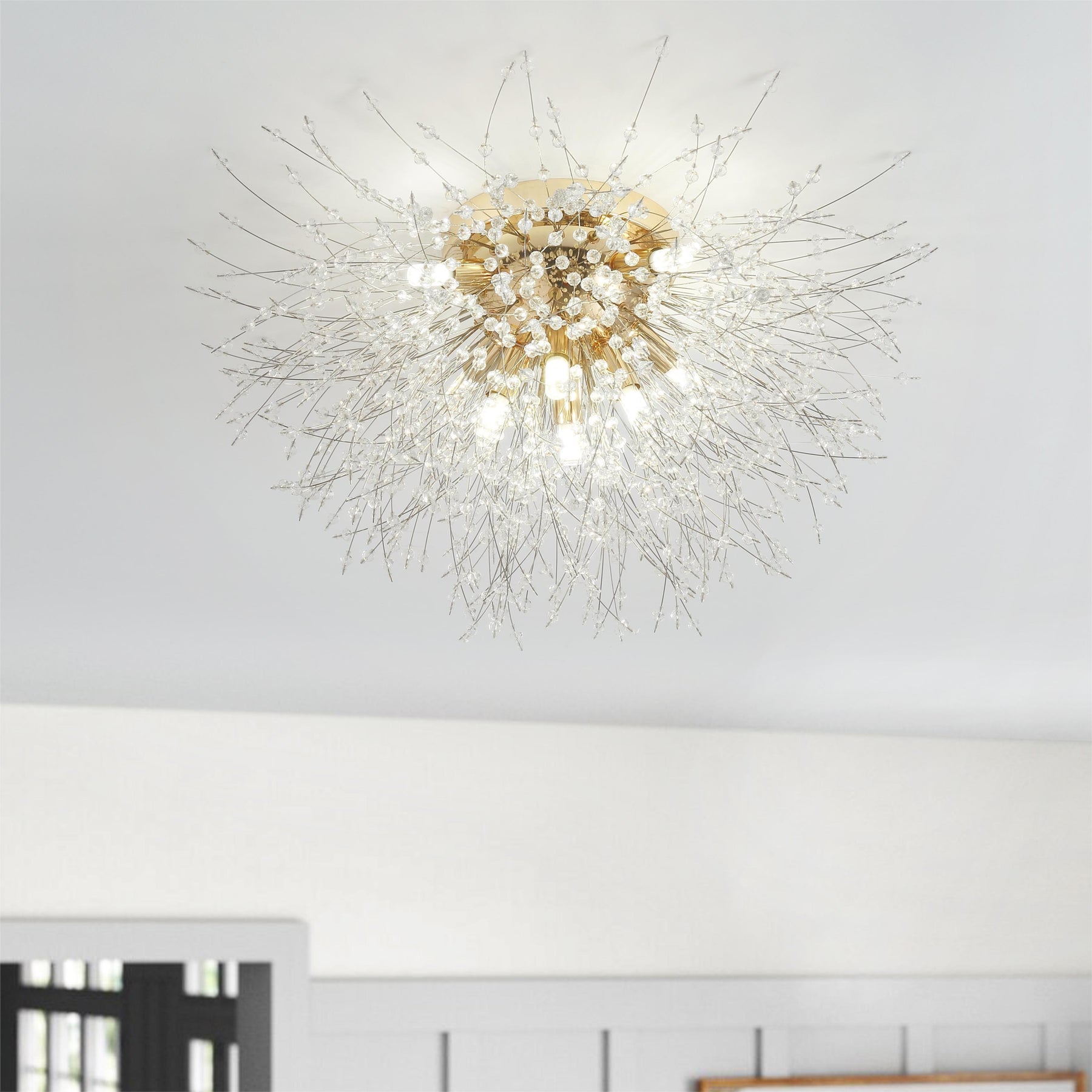 Crystal Dandelion Ceiling Mount Chandelier