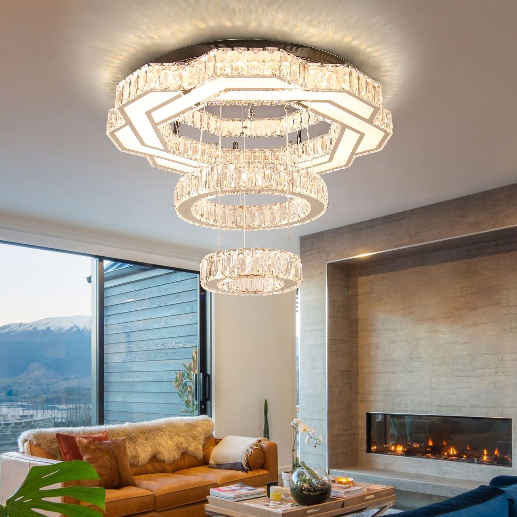 LED Crystal Saturn Ring Light Fixtures