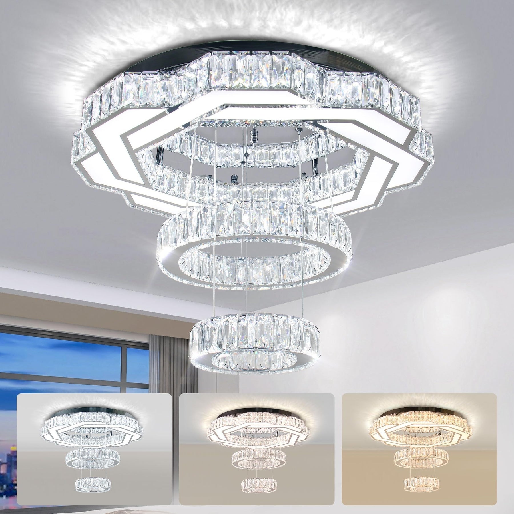 LED Crystal Saturn Ring Light Fixtures
