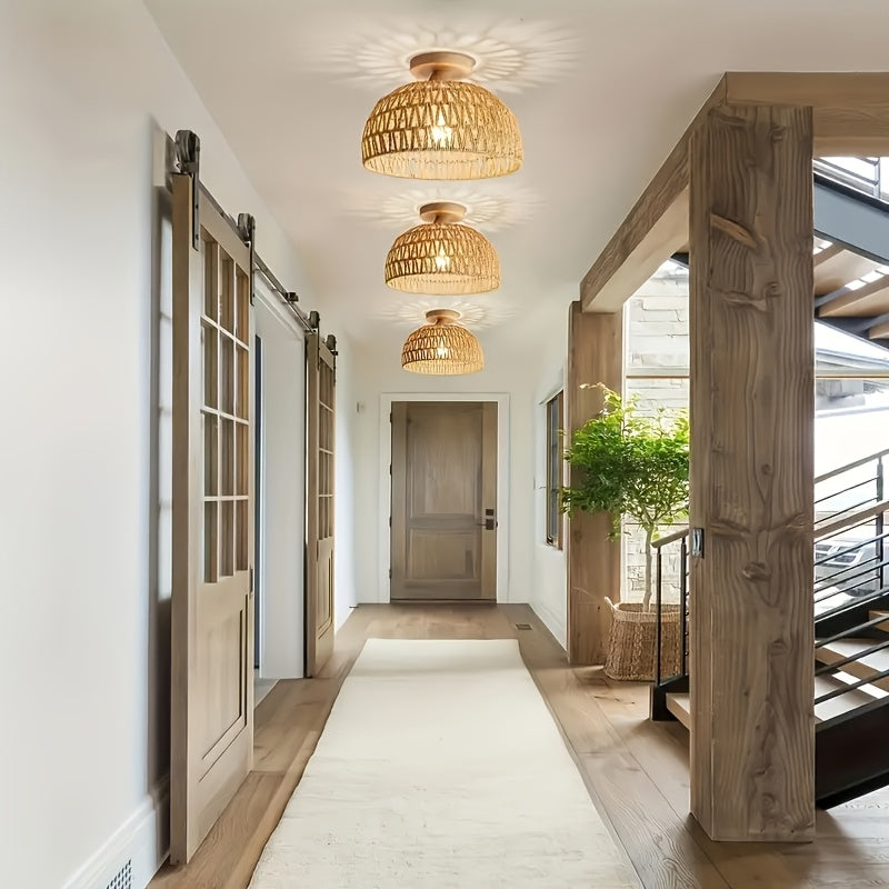 Rattan Dome Bamboo Light Fixtures