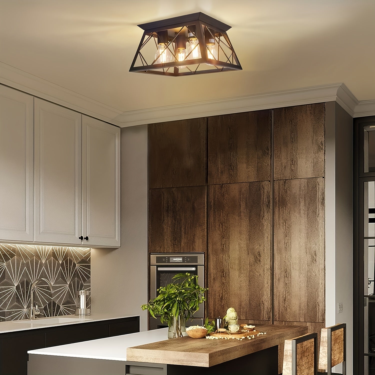 Farmhouse Rustic Cage Ceiling Light Fixture