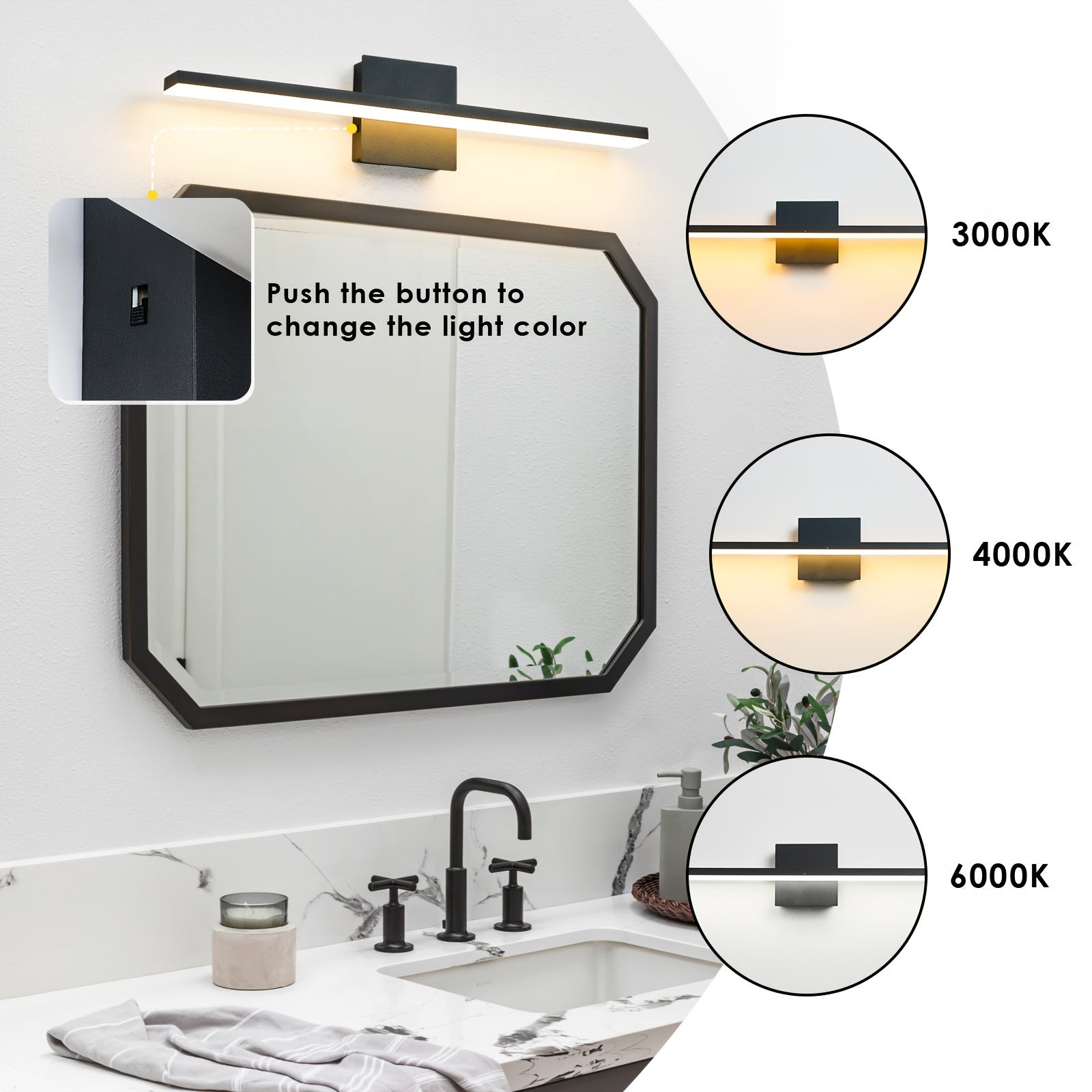 Linear led bathroom light fixtures