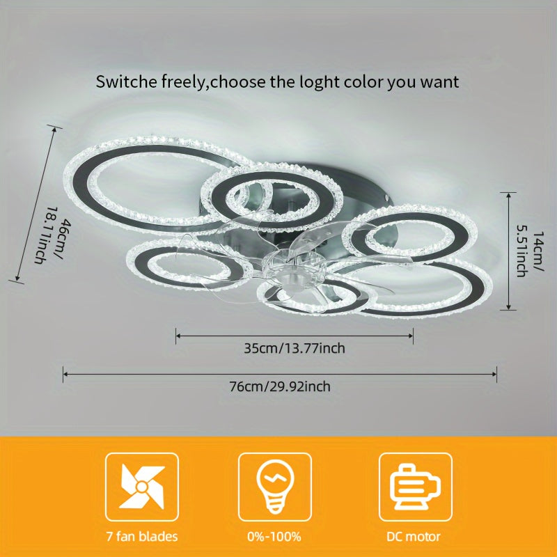 Crystal Rings Ceiling Fan Light Fixtures