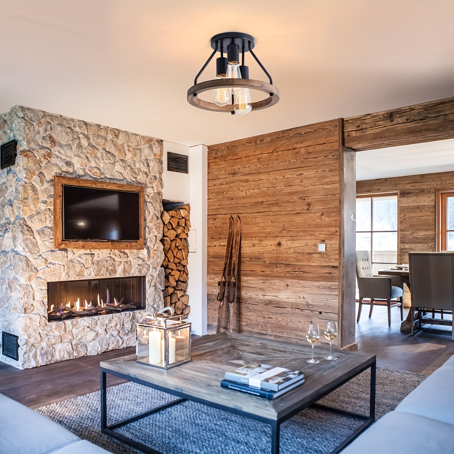 Semi Flush farmhouse Mount Ceiling Light