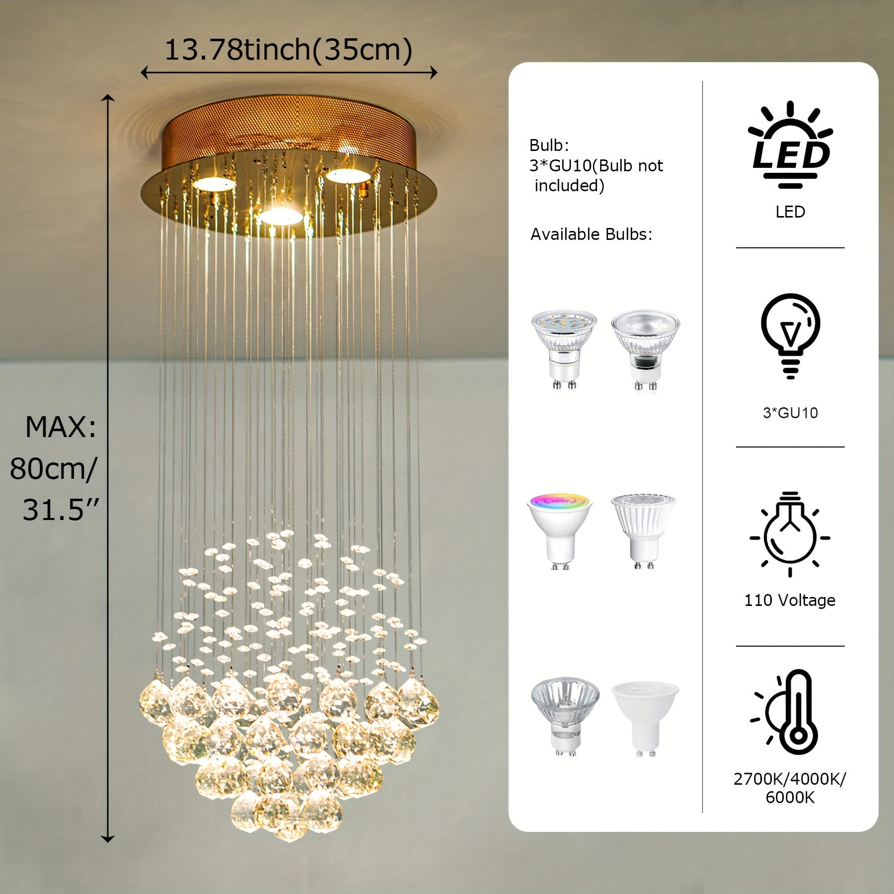 Rain Drop Crystal Pendant Chandelier