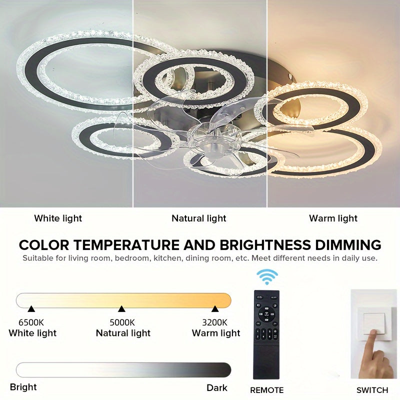 Crystal Rings Ceiling Fan Light Fixtures