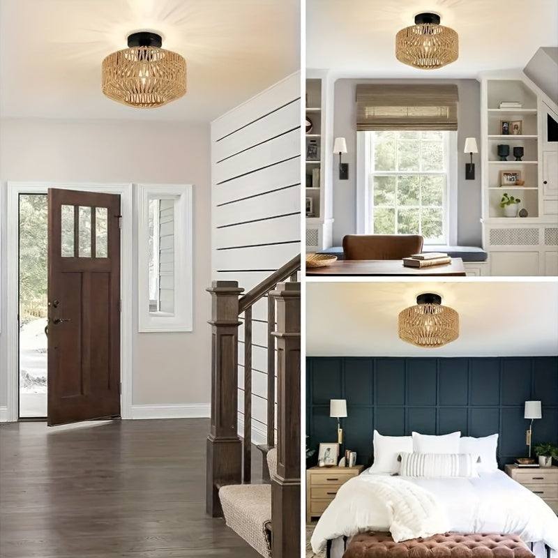 Rattan Light Fixture Dining Room