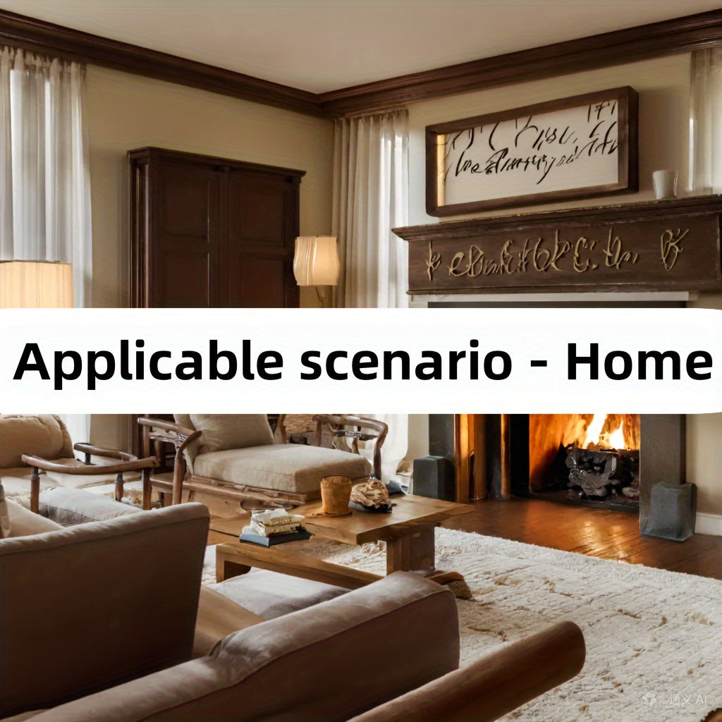 Chandelier with branching arms and glass globes in a cozy room with wood furniture and fireplace, an applicable scenario for warm ambient lighting