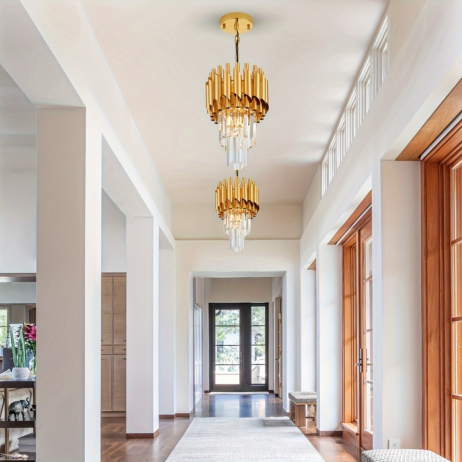 Modern round crystal pendant chandelier