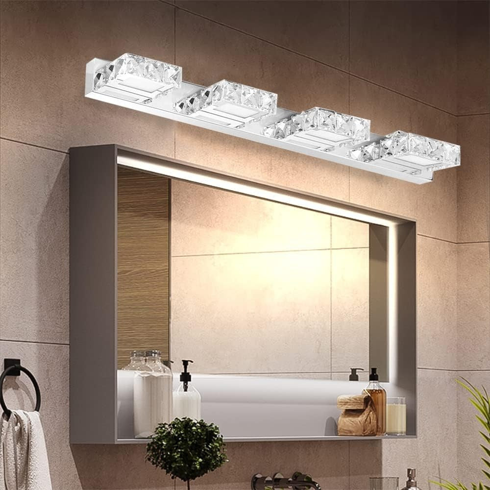 Bathroom vanity crystal light fixture