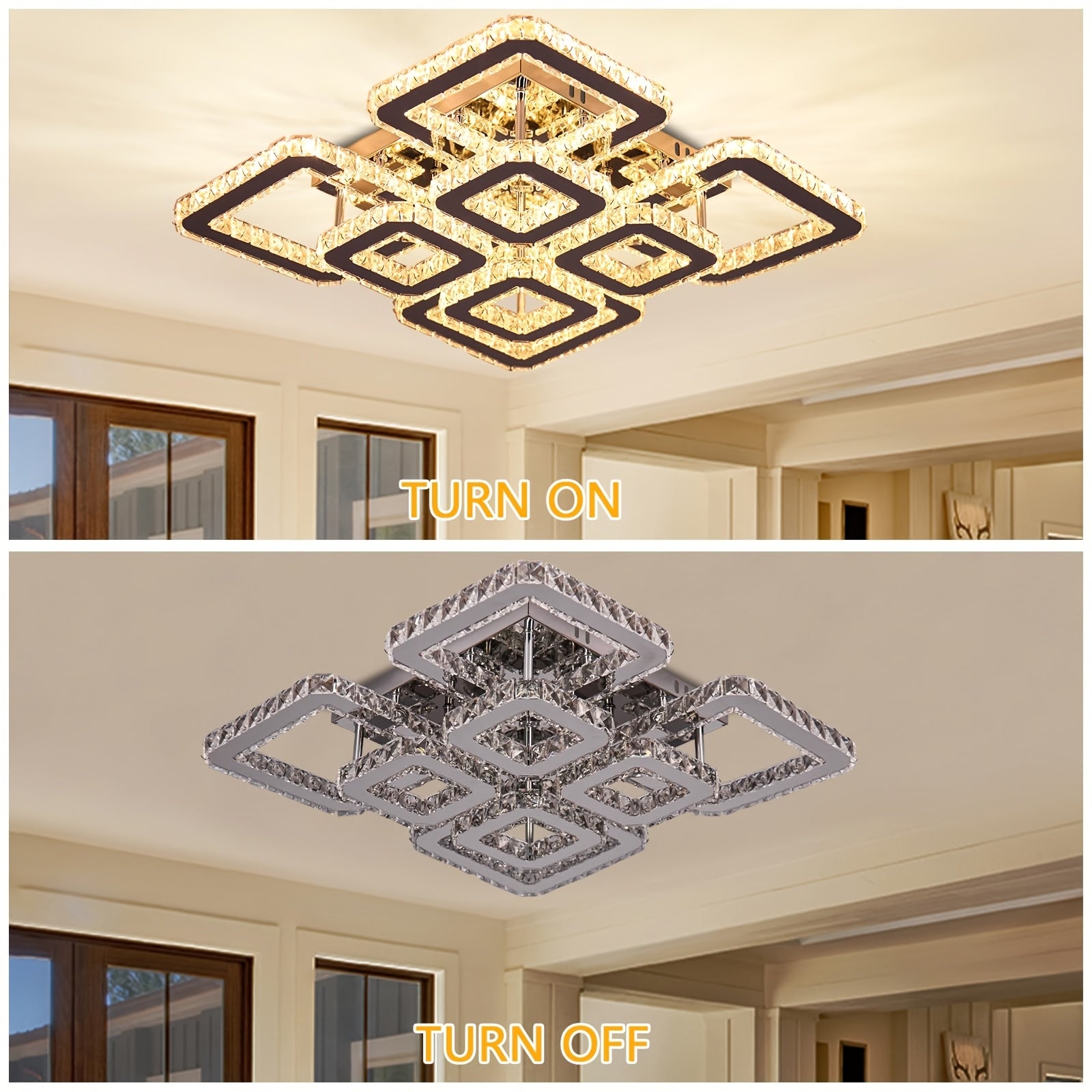 Square Geometric Flush Mount Chandelier