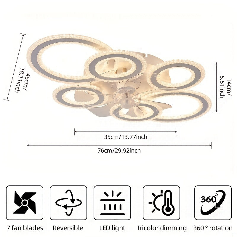 Crystal Rings Ceiling Fan Light Fixtures