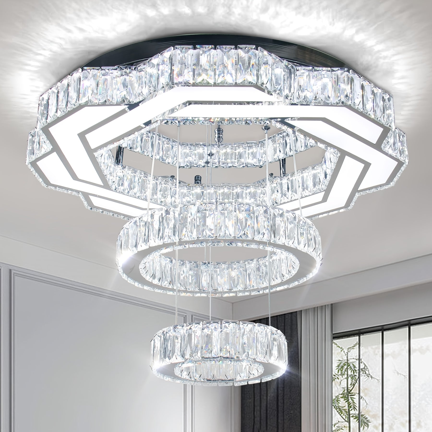 LED Crystal Saturn Ring Light Fixtures