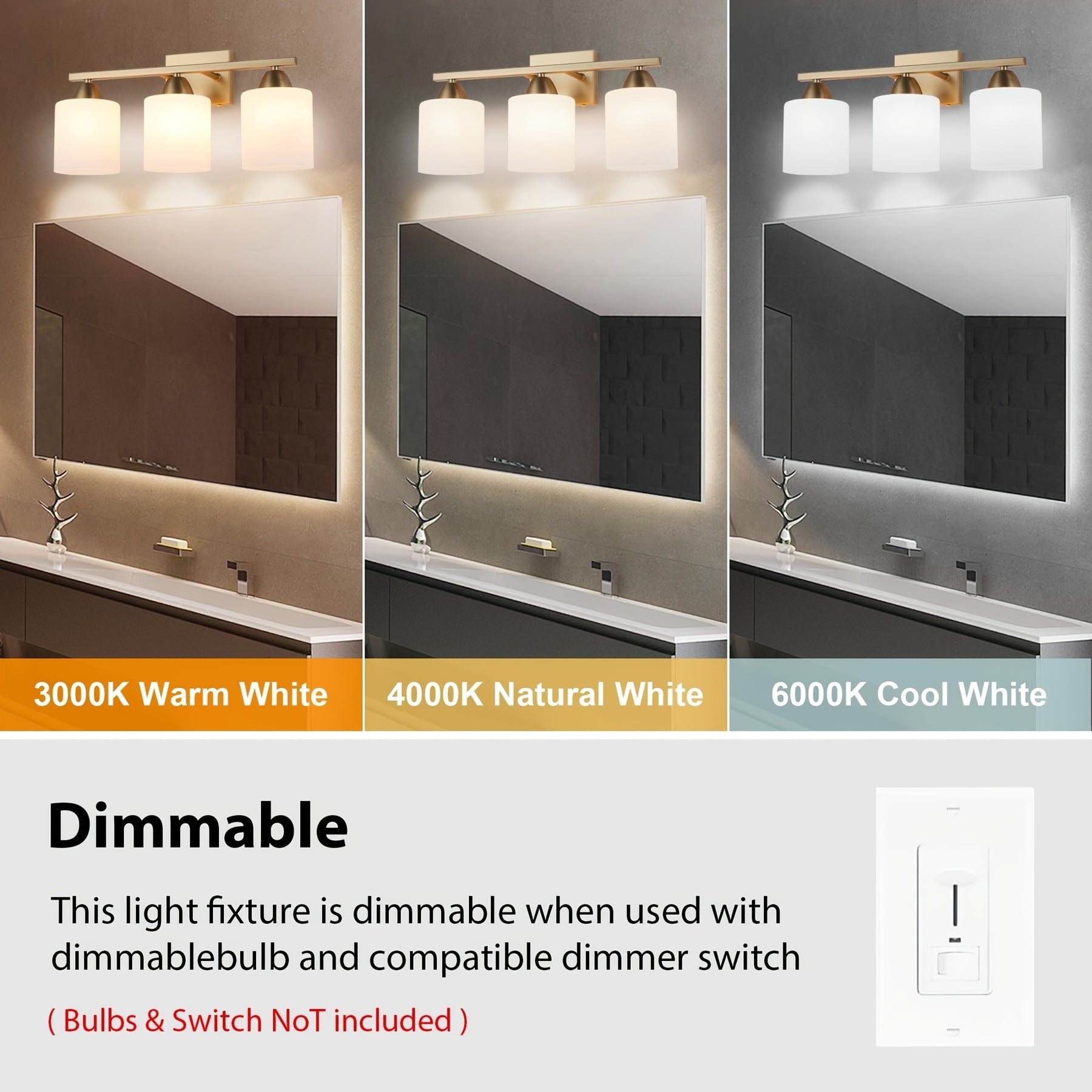 3-Light Bathroom Wall Sconce