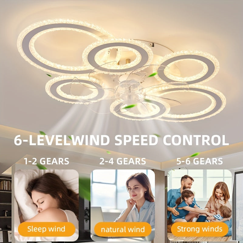 Crystal Rings Ceiling Fan Light Fixtures