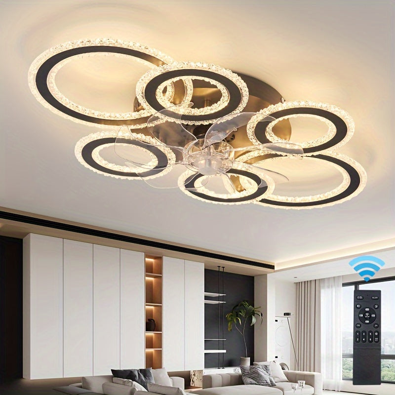 Crystal Rings Ceiling Fan Light Fixtures