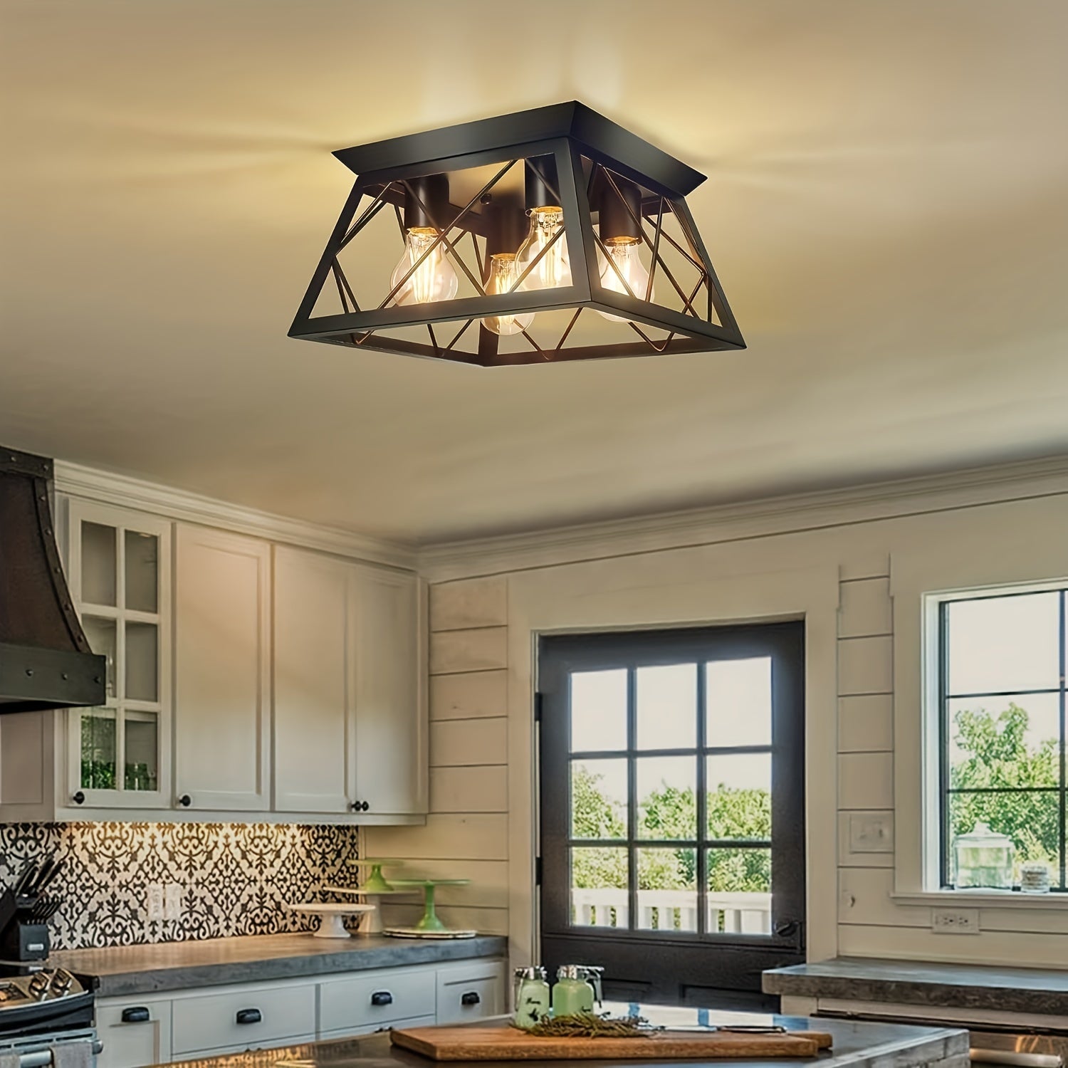 Farmhouse Rustic Cage Ceiling Light Fixture