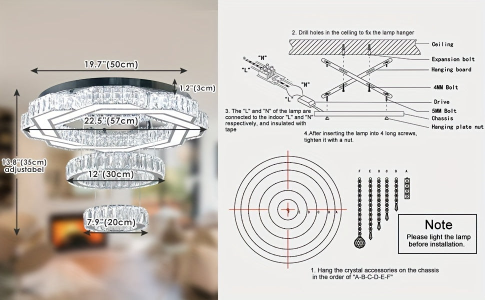 LED Crystal Saturn Ring Light Fixtures