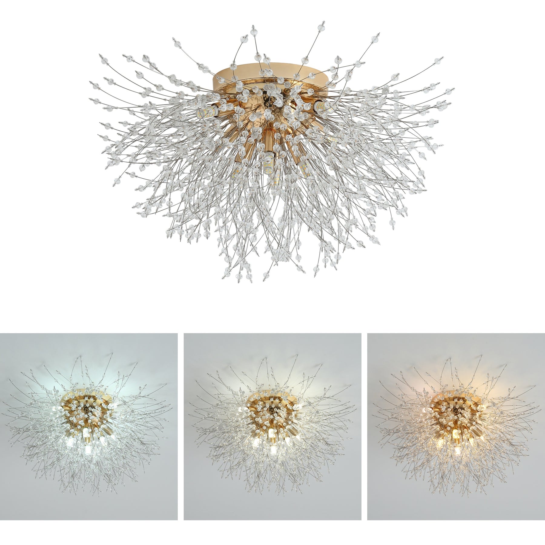 Crystal Dandelion Ceiling Mount Chandelier