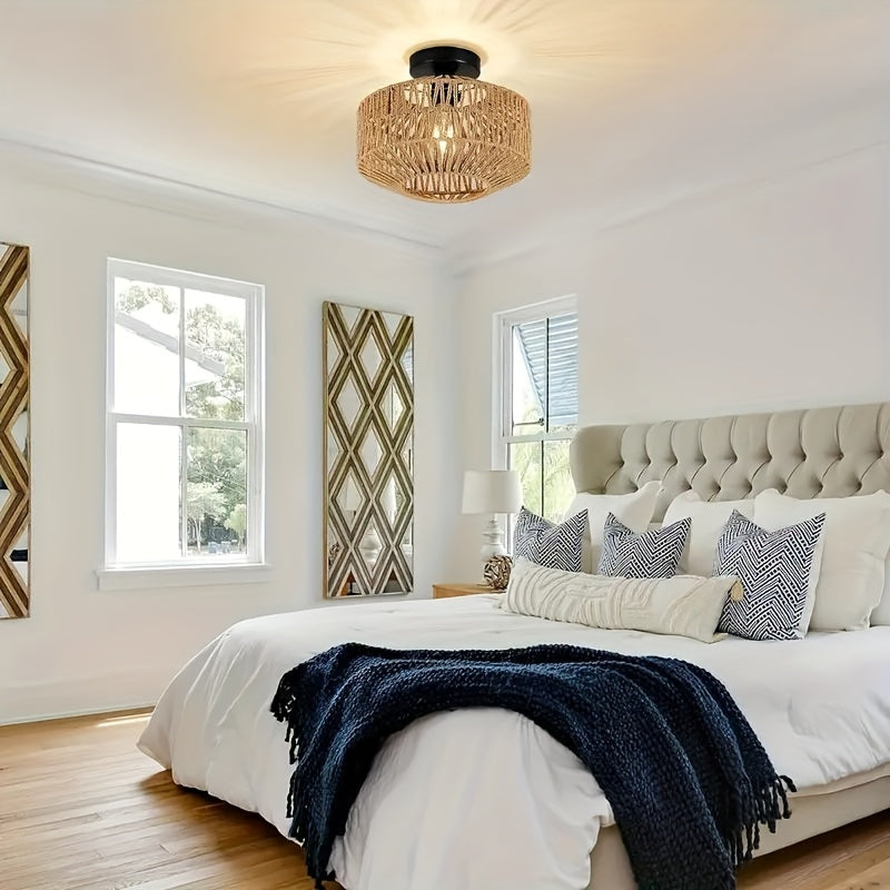 Rattan Light Fixture Dining Room