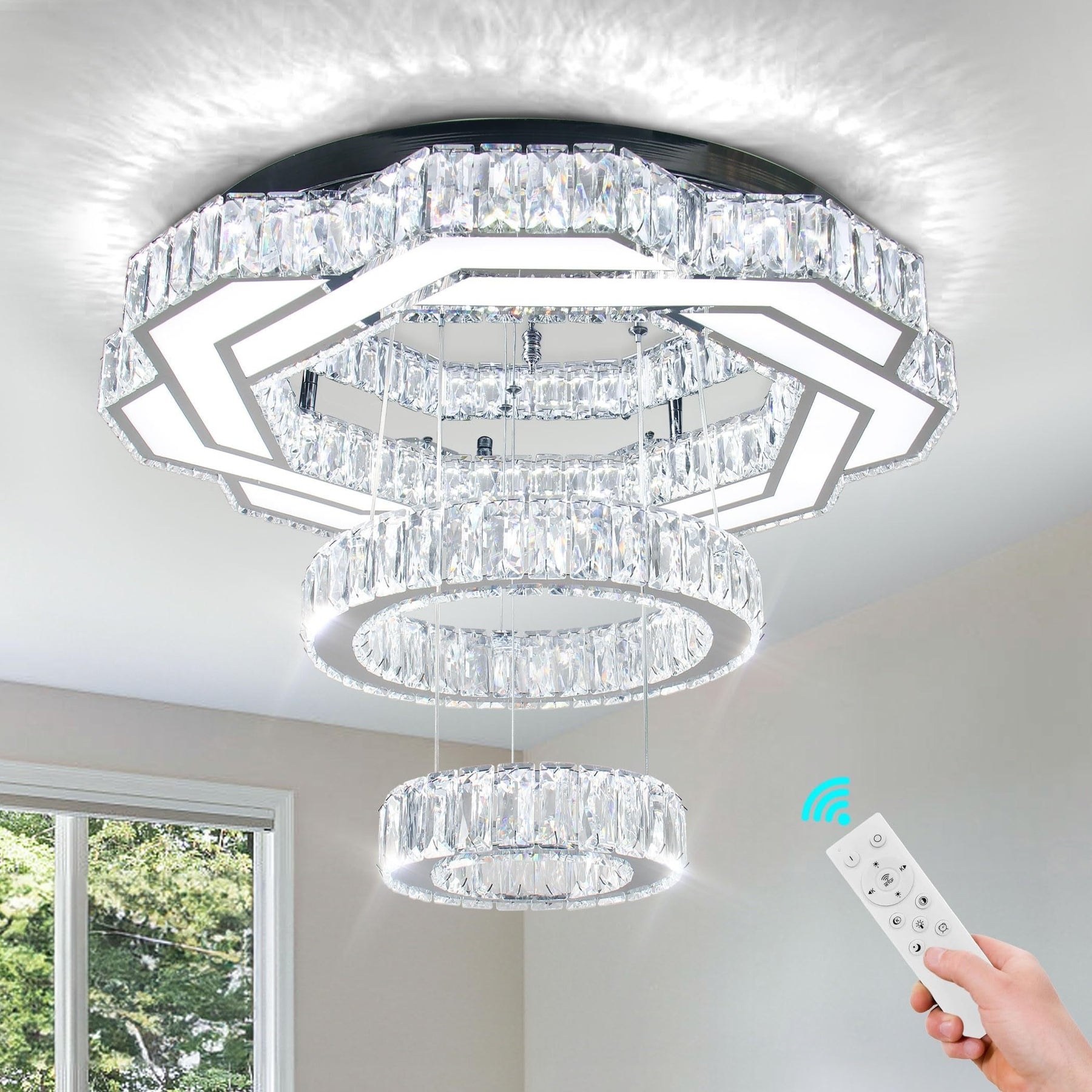 LED Crystal Saturn Ring Light Fixtures