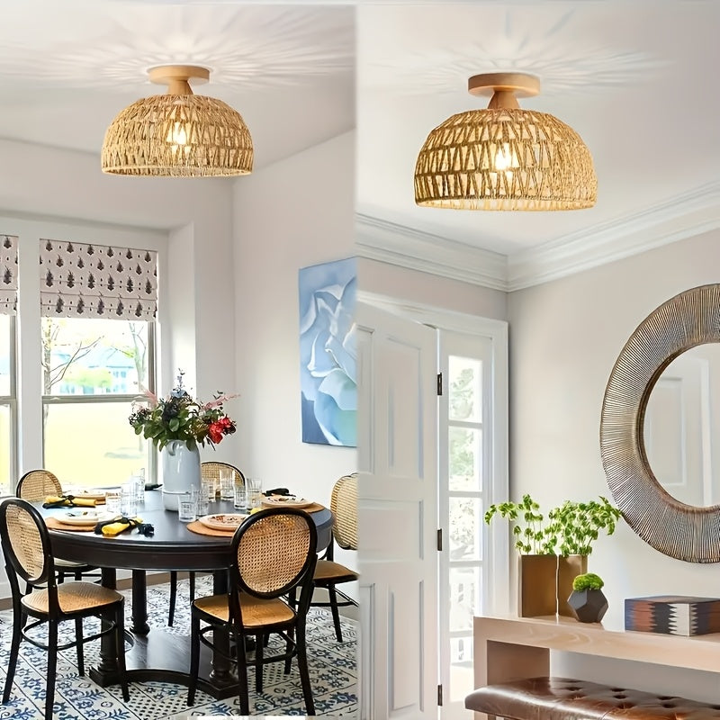 Rattan Dome Bamboo Light Fixtures