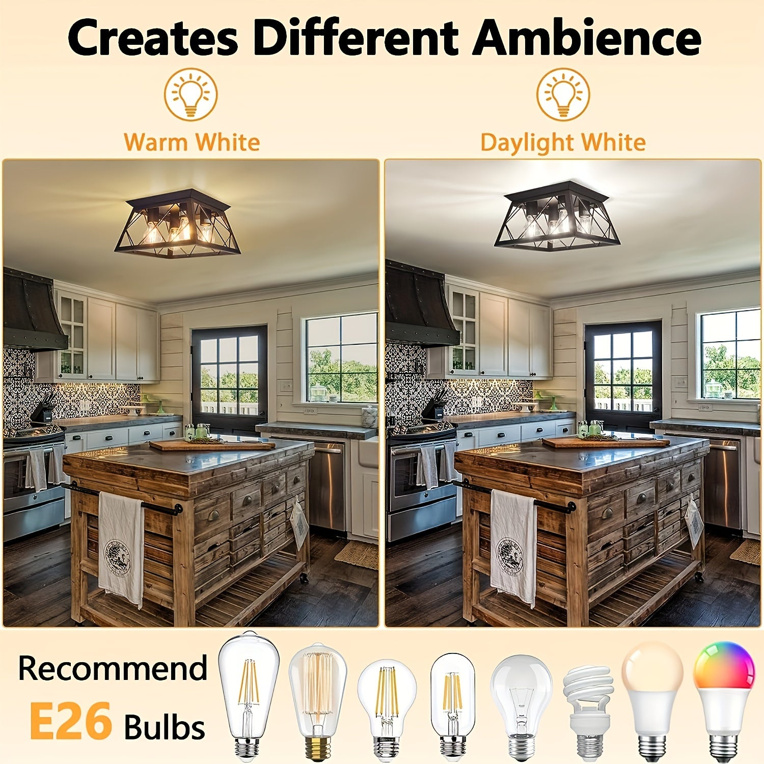 Farmhouse Rustic Cage Ceiling Light Fixture