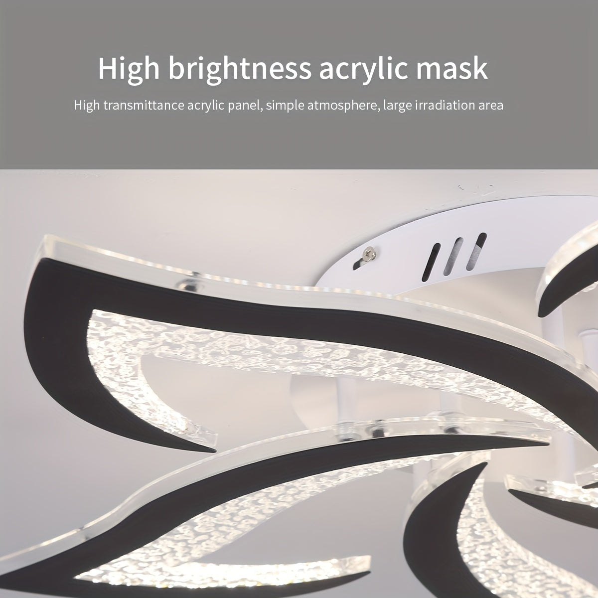 Close-up of a high transmittance acrylic panel on a curved LED ceiling light, designed for soft glow and wide illumination coverage