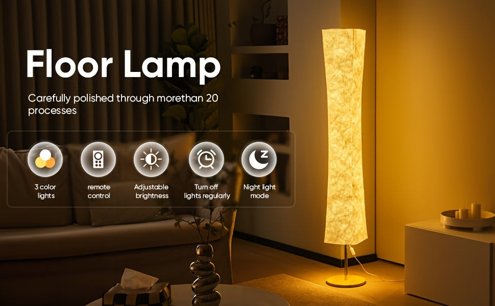 Smart features like color temperature, remote, dimming, timer, and night mode on this floor lamp