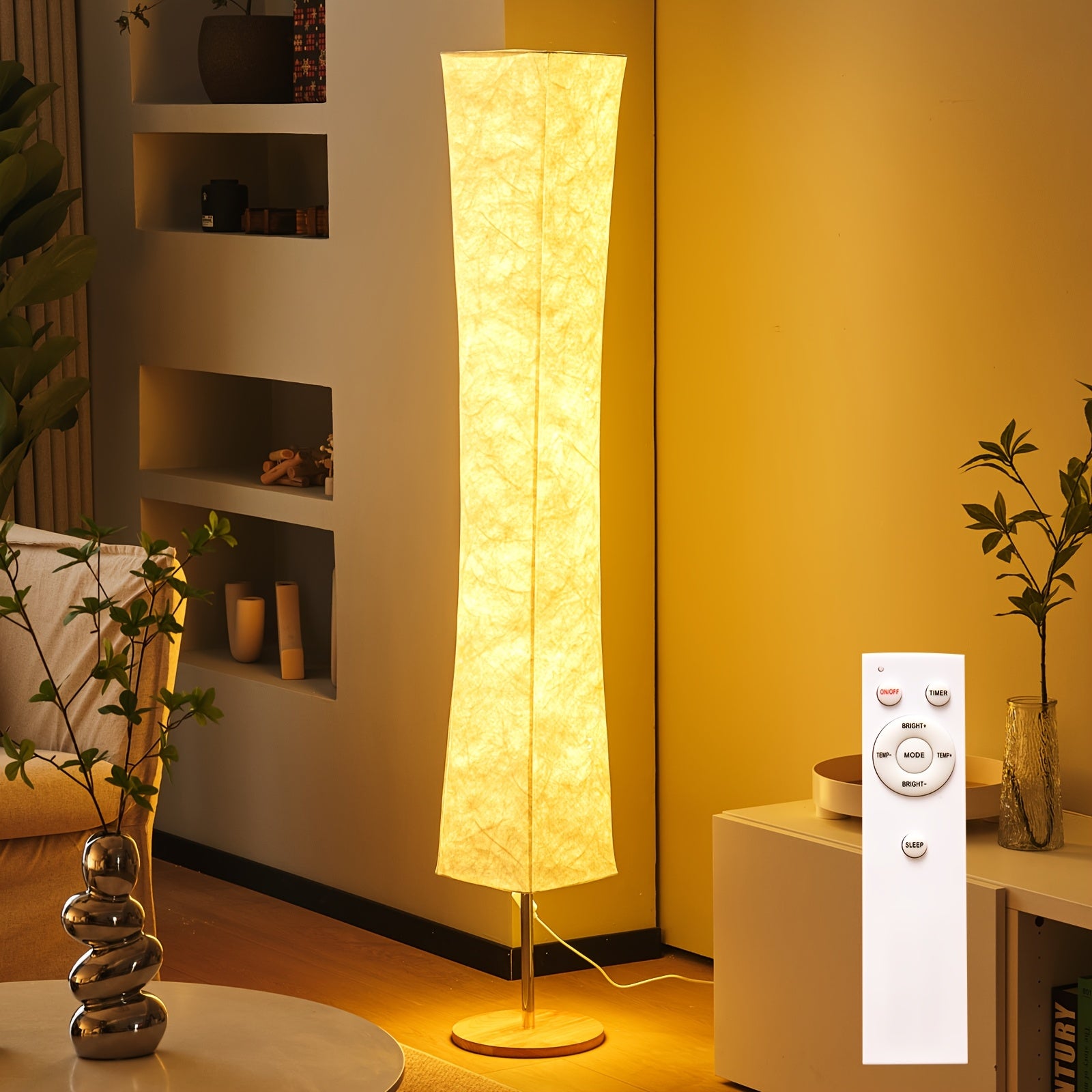 Operate this modern light fixture with ease using its remote control, providing adjustable illumination for any space, a versatile lamp floor