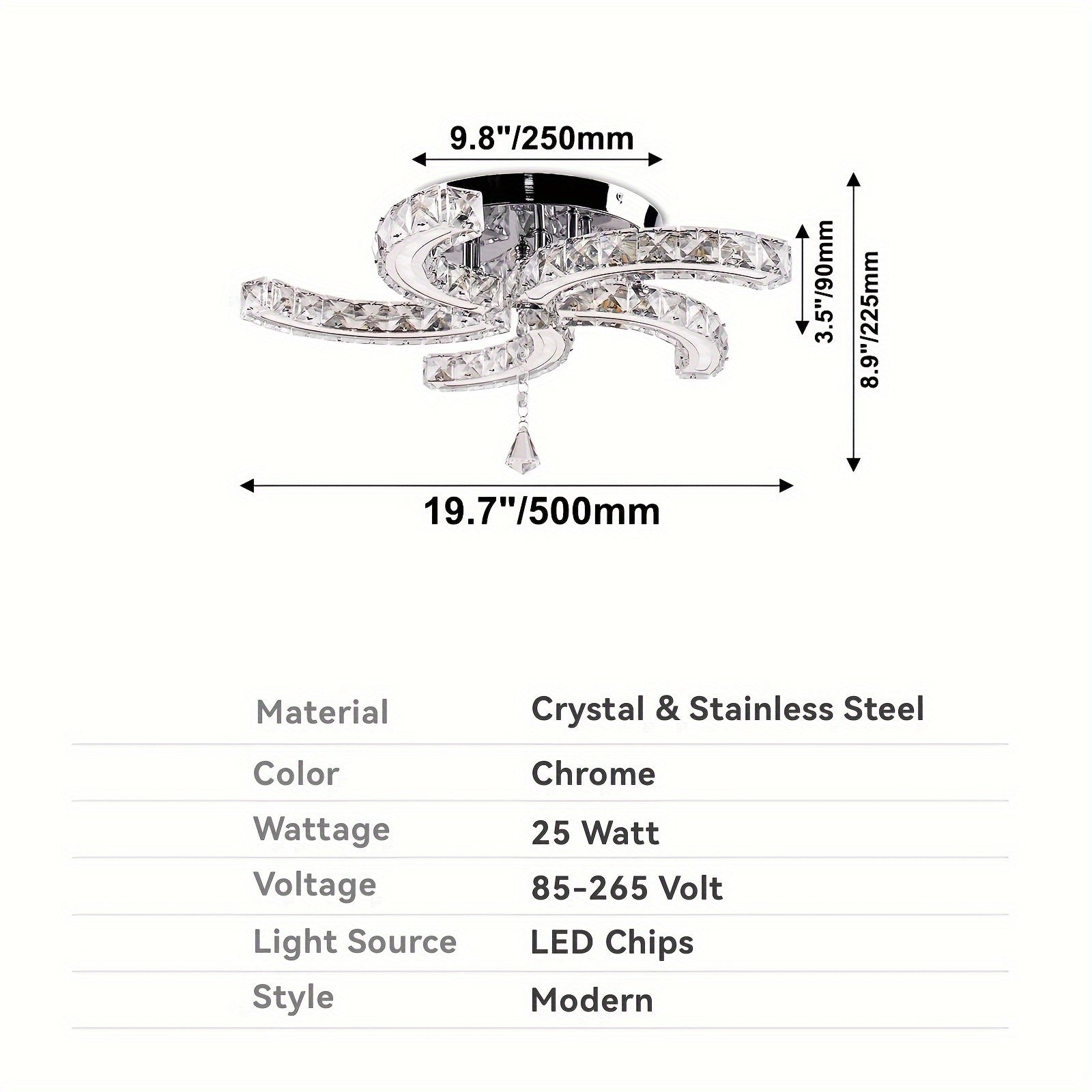 Semi Flush ceiling crystal light fixtures