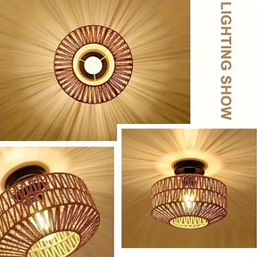 Rattan Light Fixture Dining Room