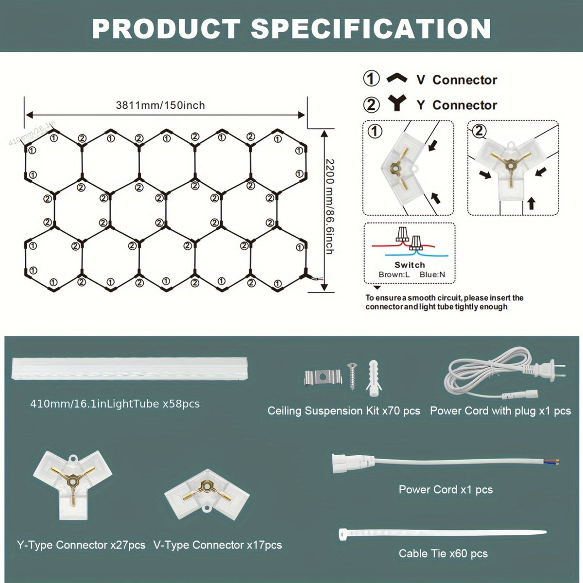 Hexagon LED light fixtures