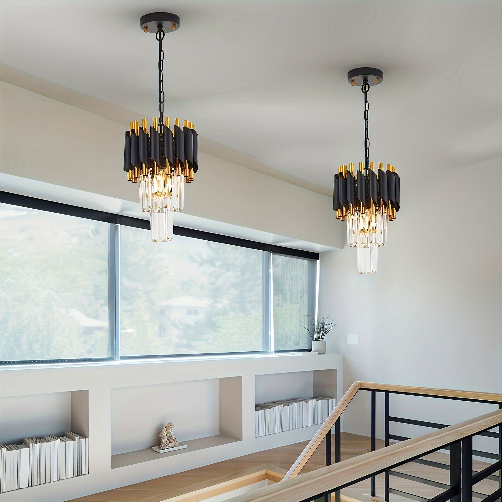 Modern round crystal pendant chandelier