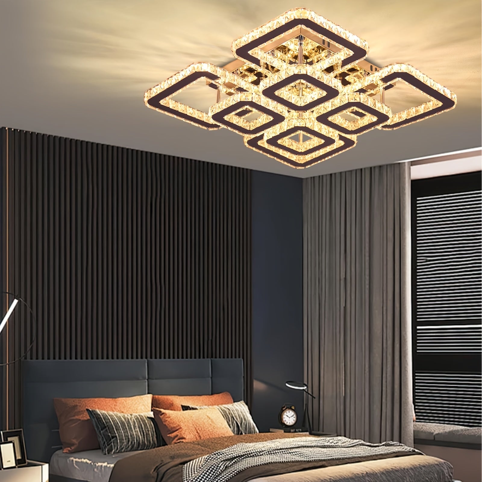 Square Geometric Flush Mount Chandelier
