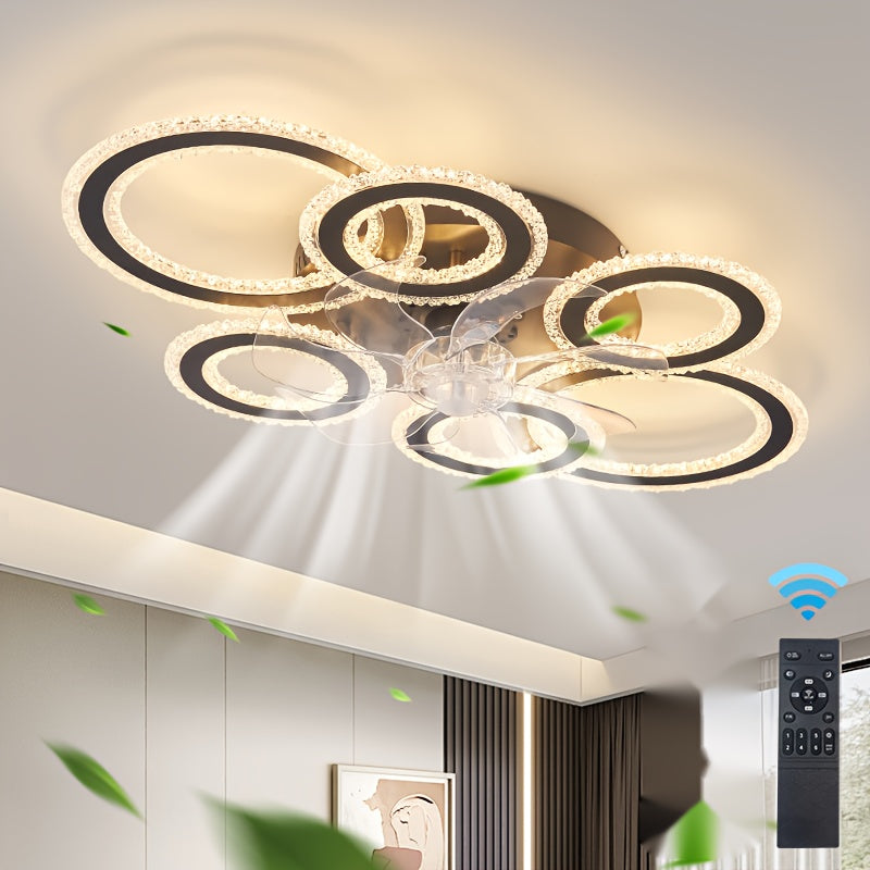 Crystal Rings Ceiling Fan Light Fixtures