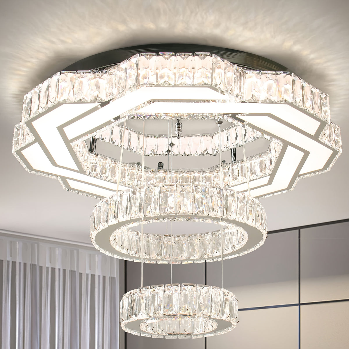 LED Crystal Saturn Ring Light Fixtures