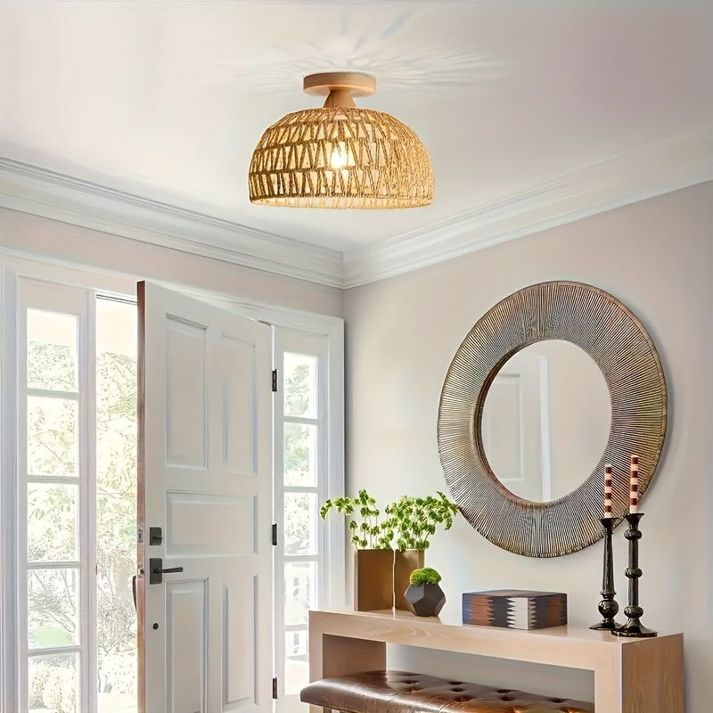 Rattan Dome Bamboo Light Fixtures